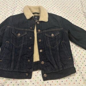 GAP Kids Dark Denim Jacket with Cream Sherpa Lining